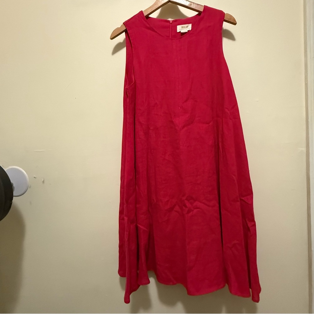 Anthropologie Maeve Melbourne Linen Summer Swing Dress Pink - Picture 2 of 6